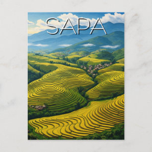 Reis Padi in Sapa Vietnam Reisen Postkarte