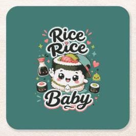 Reis Reis Baby Kawaii Sushi Rechteckiger Pappuntersetzer