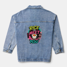 Reis, um dich kennenzulernen – Süßes Kawaii-Sushi- Jeansjacke
