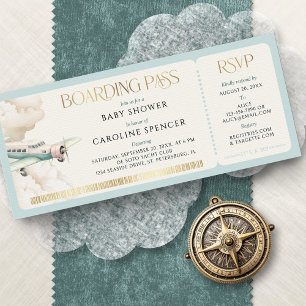 Reise-Abenteuer Bordkarte Baby Shower Einladung