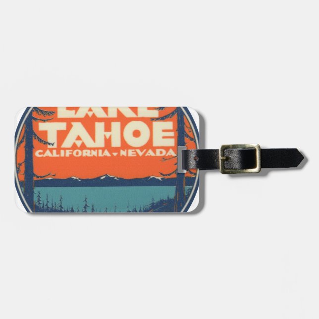 Reise-Abziehbild-Entwurf Lake Tahoe Vintager Gepäckanhänger (Vorderseite horizontal)