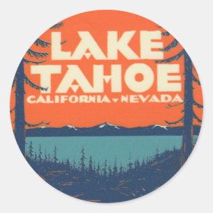 Reise-Abziehbild-Entwurf Lake Tahoe Vintager Runder Aufkleber