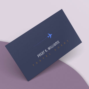 Reise-Agent blaue Visitenkarte mit Flugzeug