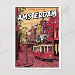 Reise Amsterdam, Holland Straßenbahn Vintage-Gesch Postkarte