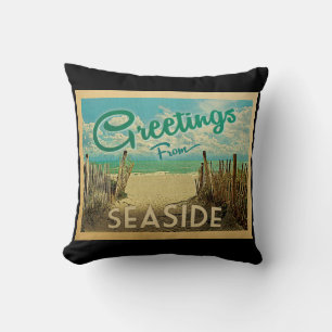 Reise an den Strand von Seaside im Vintage-Stil Kissen
