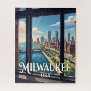 Reise an die Uferpromenade von Milwaukee Wisconsin Puzzle