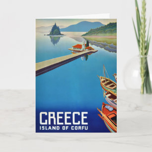 Reise-Ansichtskarte aus Griechenland, Insel Korfu Karte
