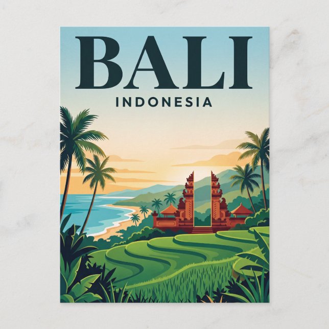 Reise-Ansichtskarte im Vintage-Stil | Bali Postkarte (Vorderseite)