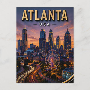 Reise Atlanta Skyline und Centennial Park Postkarte