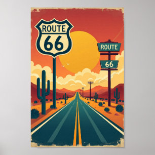 Reise auf amerikanischen Highways im Vintage-Stil Poster