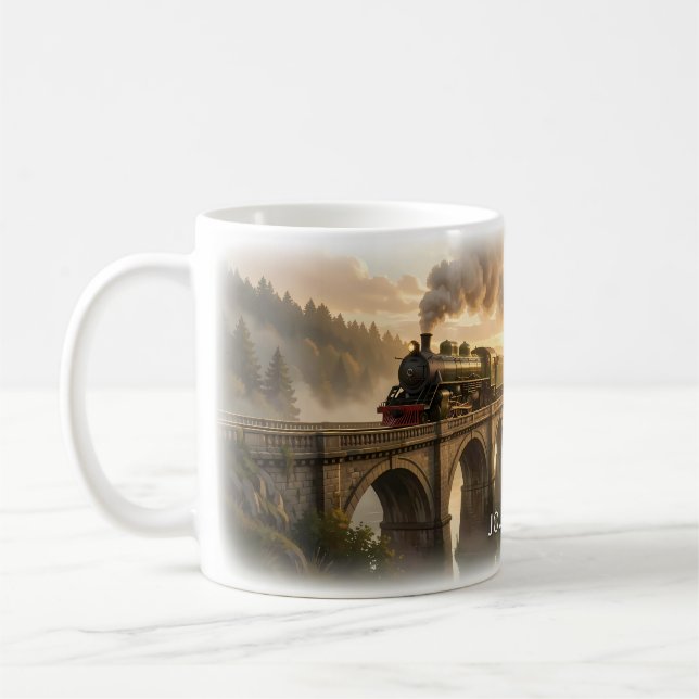 Reise auf dem Dampfzugglas Kaffeetasse (Links)