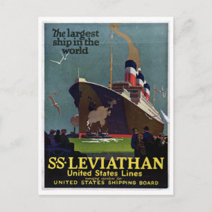 Reise auf dem SS Leviathan im Stil der alten Seefa Postkarte