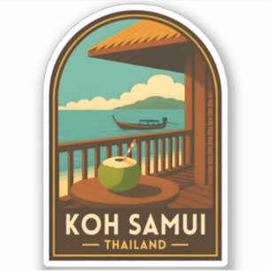 Reise auf die Insel Koh Samui Thailand Retro Aufkleber