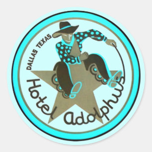 REISE-AUFKLEBER VINTAGES Hotel Dallas Texas Runder Aufkleber