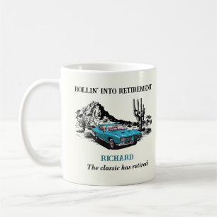 Reise bei Renteneintritt Oldtimer Wüstenparty Kaffeetasse