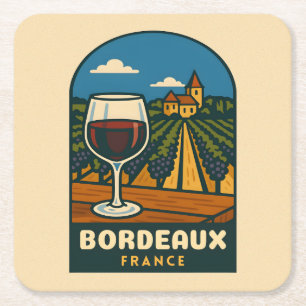 Reise Bordeaux Frankreich Weinberg Retro Vintage Rechteckiger Pappuntersetzer