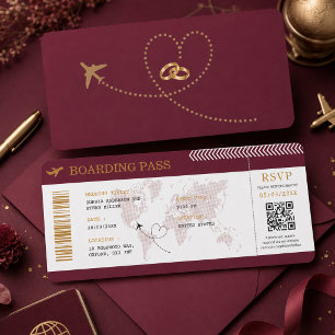 Reise Bordkarte Flugticket Hochzeit Einladung