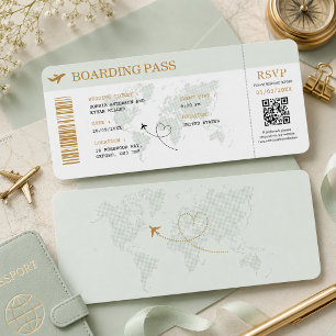 Reise Bordkarte Flugticket Hochzeit Einladung