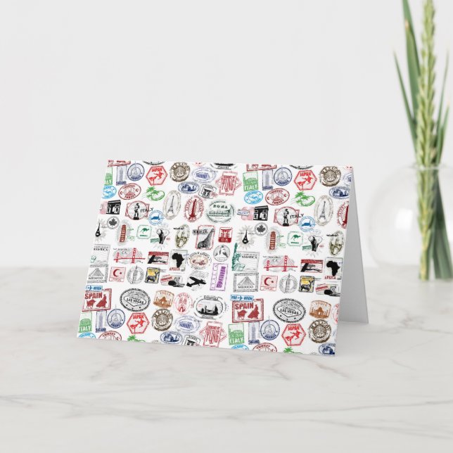 Reise-Briefmarken-Muster Karte (Vorderseite)