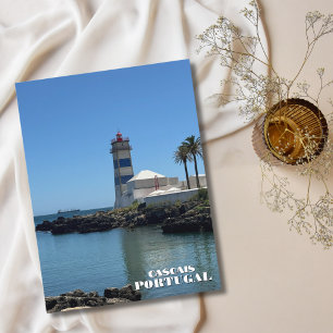 Reise Cascais Portugal Ozean Leuchtturm Küste Feiertagspostkarte
