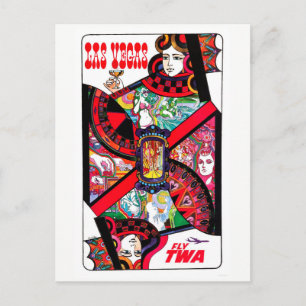Reise der Vintage-Las-Vegas-Glücksspielkönigin Postkarte