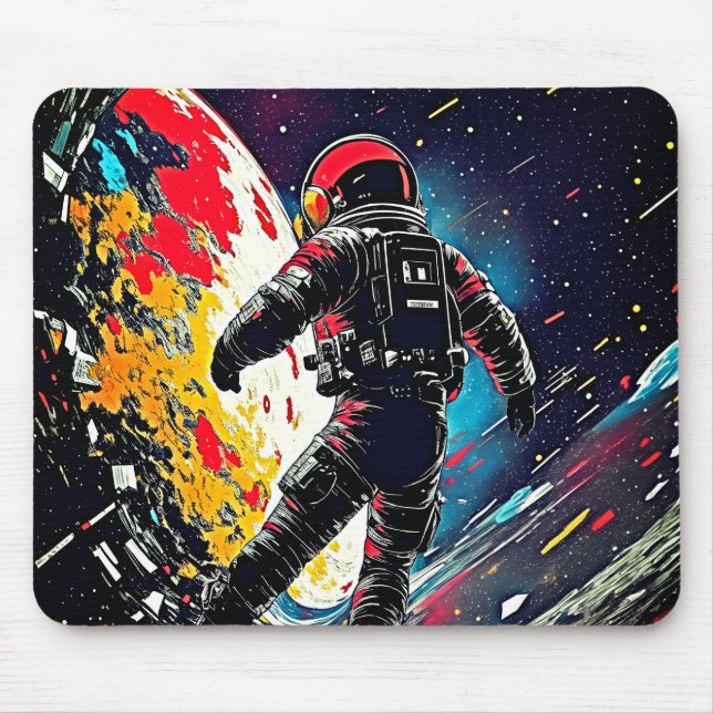 Reise des Astronauten | Cosmic Shatter Mousepad (Vorne)