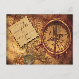Reise-Druck im Vintage-Stil Postkarte