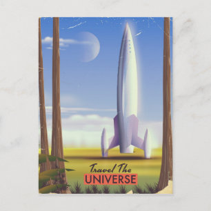 Reise durch das Universum Retro-Weltraumkunst. Postkarte