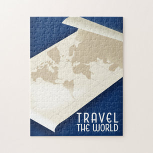 Reise durch die Welt im Vintage-Stil Reiseposter Puzzle