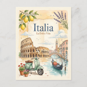 Reise durch Italien im Vintage-Stil Postkarte