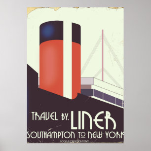 Reise durch Liner - Vintage Reiseplakat Poster