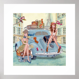 Reise durch Paris Mädchen Poster