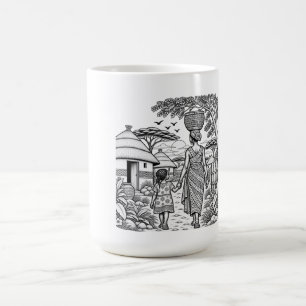 Reise einer afrikanischen Mutter und ihres Kindes Kaffeetasse