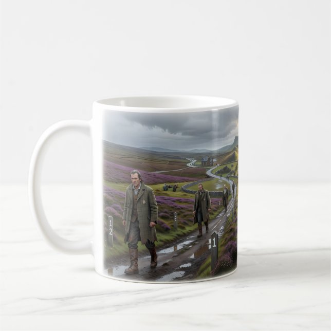 Reise eines einsamen Mannes durch einen stürmische Kaffeetasse (Links)