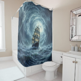 Reise eines Sturmsturms auf dem Schiff Duschvorhang