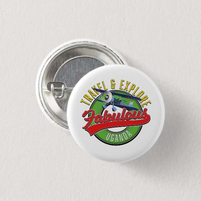Reise Erkunde das Fabelhafte Uganda Button (Vorne & Hinten)