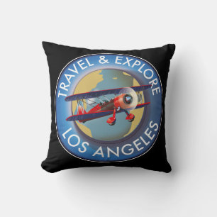 Reise erkunden Los Angeles Logo Kissen