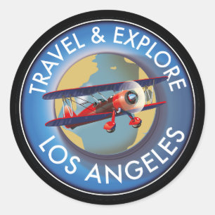 Reise erkunden Los Angeles Logo Runder Aufkleber