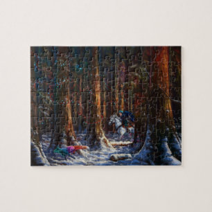 Reise - Fantasy-Wald-Gebirgslandschaftskunst Puzzle