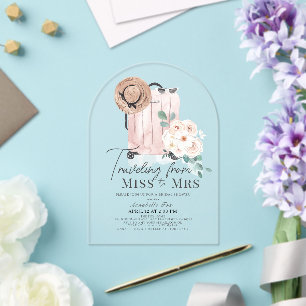 Reise Frau Pink Suitcase Brautparty Acryleinladungen