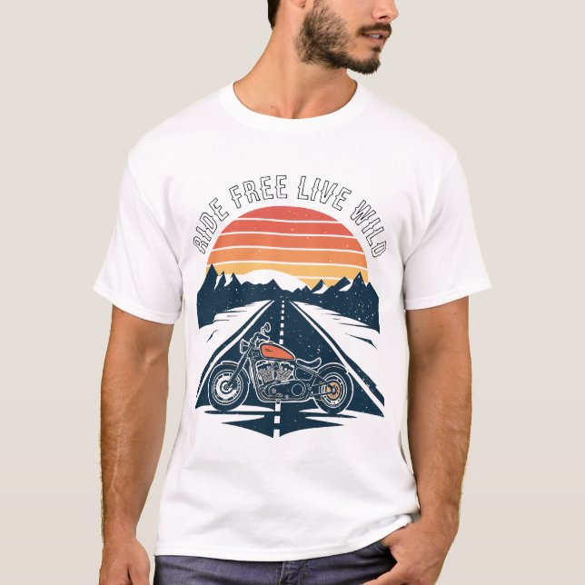 Reise Frei, Lebe Wild Motorrad T-Shirt (Vorderseite)