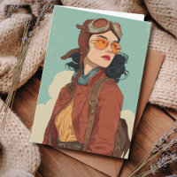 Reise Geburtstag Vintage Retro Aviator Mädchen
