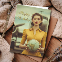 Reise Geburtstag Vintage Retro Frau Flugzeug Chic