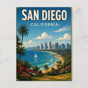 Reise-Geschenk mit Hafen und Küsten-Skyline von Sa Postkarte