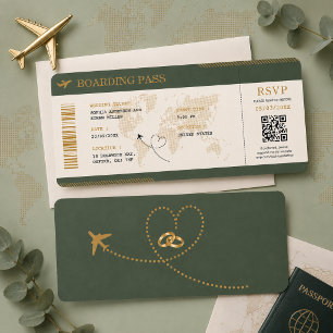 Reise-Hochzeits-Boarding-Pass-Ticket Einladung