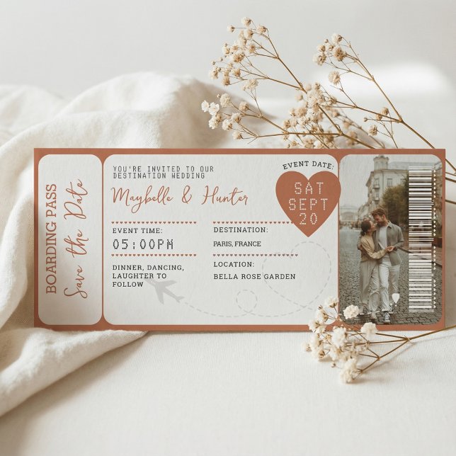 Reise-Hochzeits-Boardingpass Flugticket Magnetkarte (Destination Wedding Boarding Pass Plane Ticket)