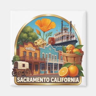 Reise-Icons für Sacramento Kalifornien Magnet