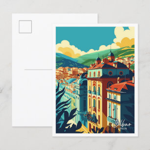 Reise-Illustration Bilbao Spanien im Vintage-Stil Postkarte