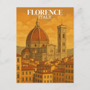 Reise-Illustration im Retro-Stil: Florenz, Italien Postkarte