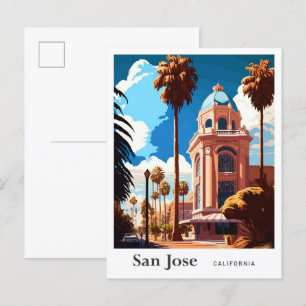 Reise-Illustration San Jose Kalifornien im Vintage Postkarte